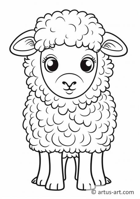 Pagina da colorare di un adorabile pecorella per bambini